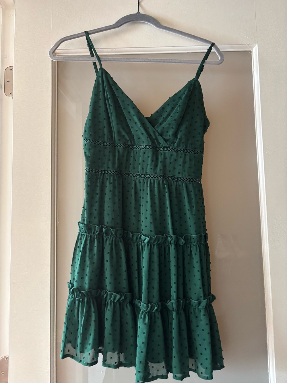 miami Emerald Green Swiss Dot Tiered Slip Dress
